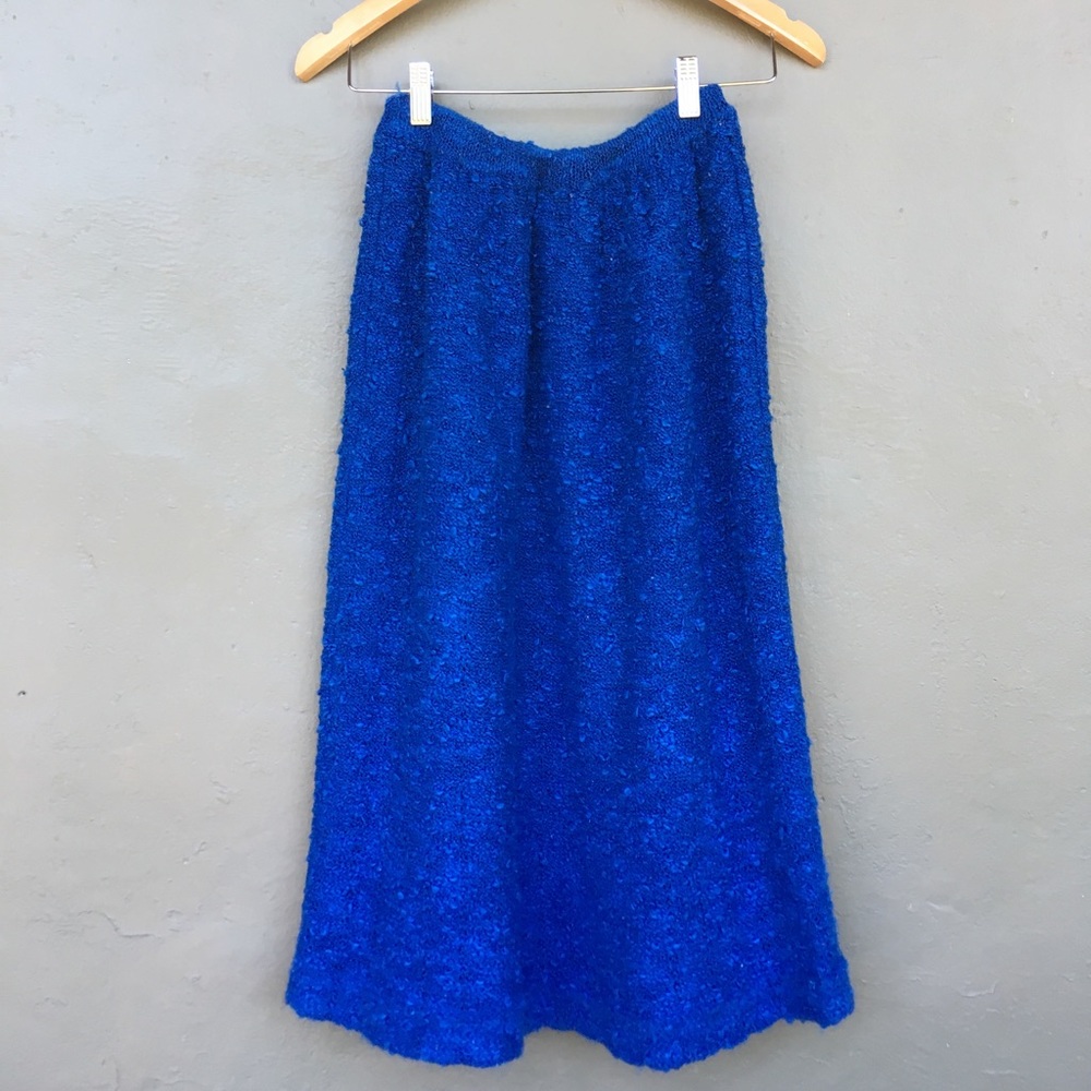 Royal blue knit midi skirt